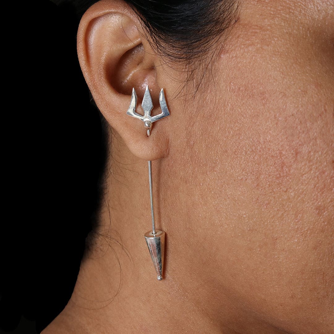 Silver Trishul Earrings-4