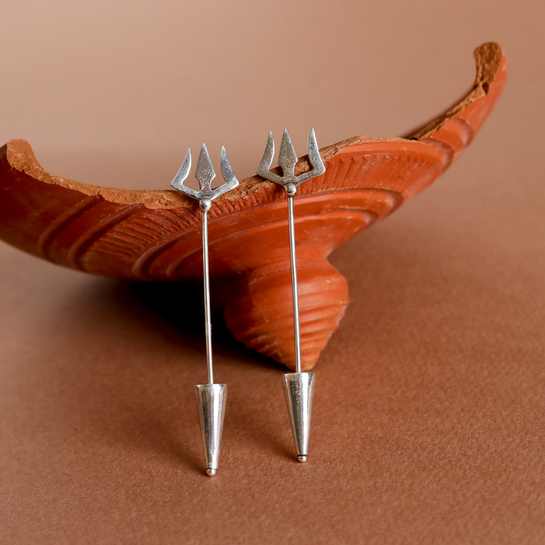 Silver Trishul Earrings-0