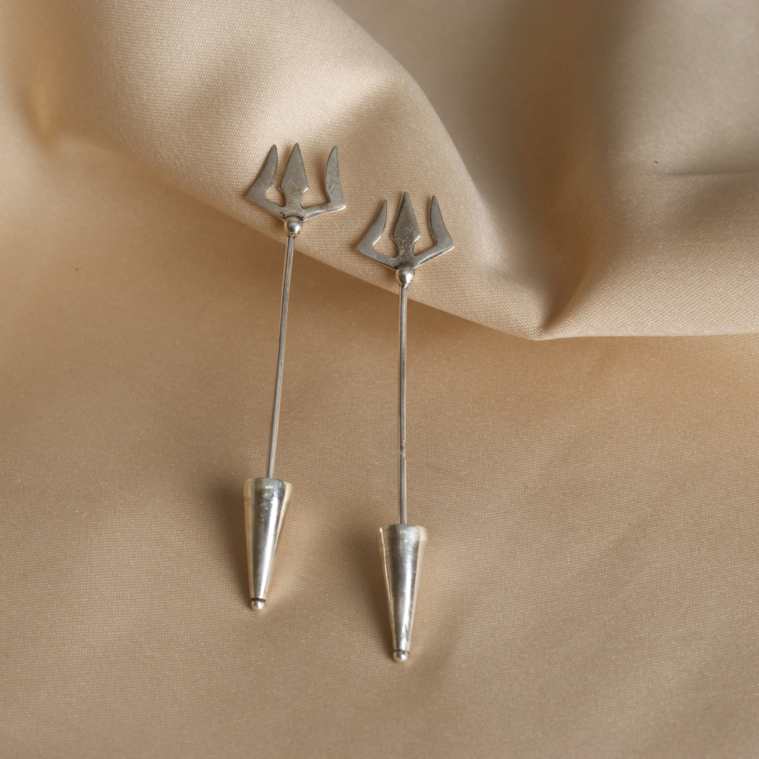 Silver Trishul Earrings-1